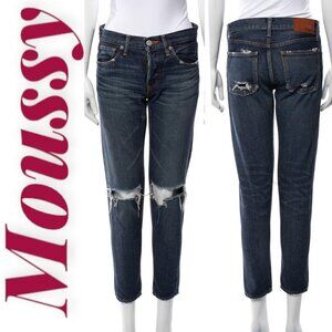 MOUSSY ISKO VINTAGE Busted Knee Buttonfly Mid-Rise‎ Skinny Leg Jeans, Size 25